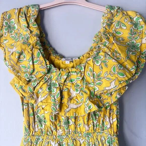 RHODE Dotty Dress in Yellow Floral Ruffles‎ Size Small - Picture 9 of 9